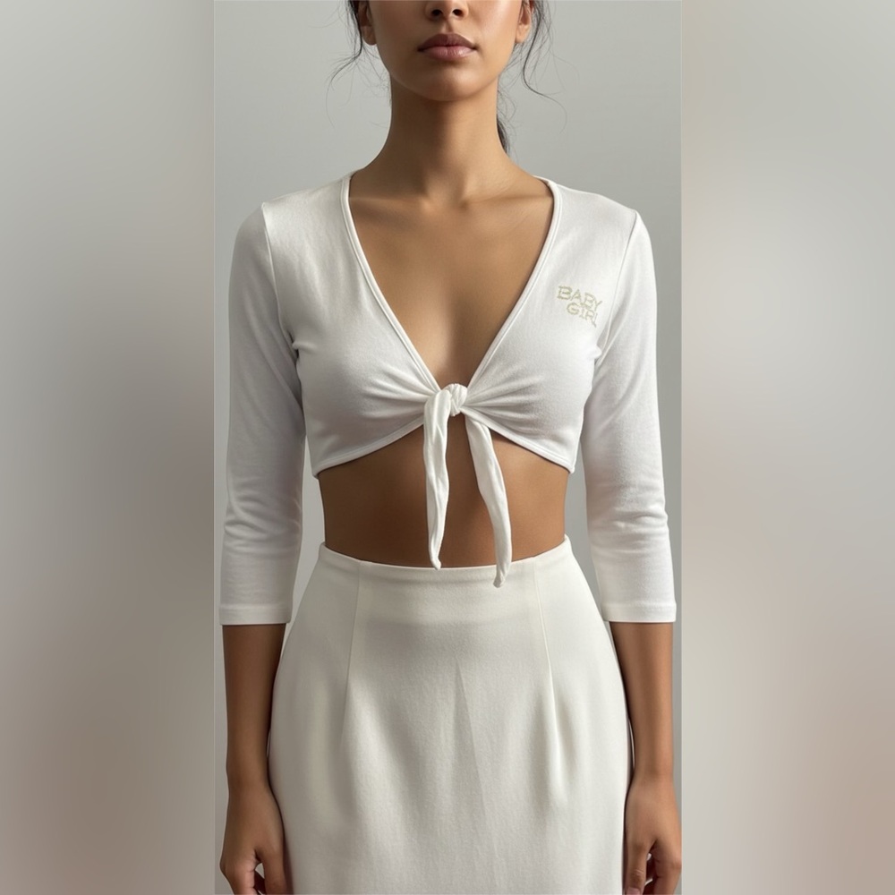 White Tie-Front Top